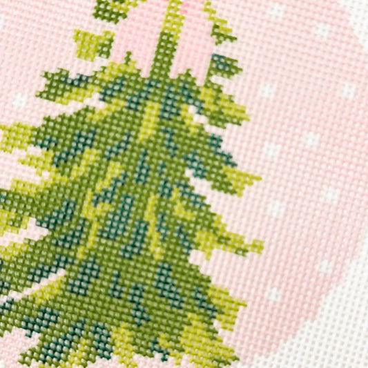 18/Hand-Painted Bow Christmas Tree Needlepoint Ornament Canvas