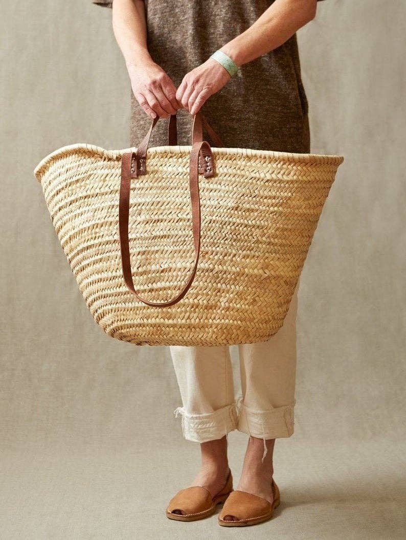 French Market Bag with leather handles