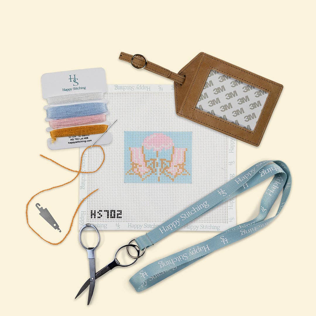 Beach Bliss Luggage Tag Kit: All-In-One, Self Finishing Needlepoint Kit