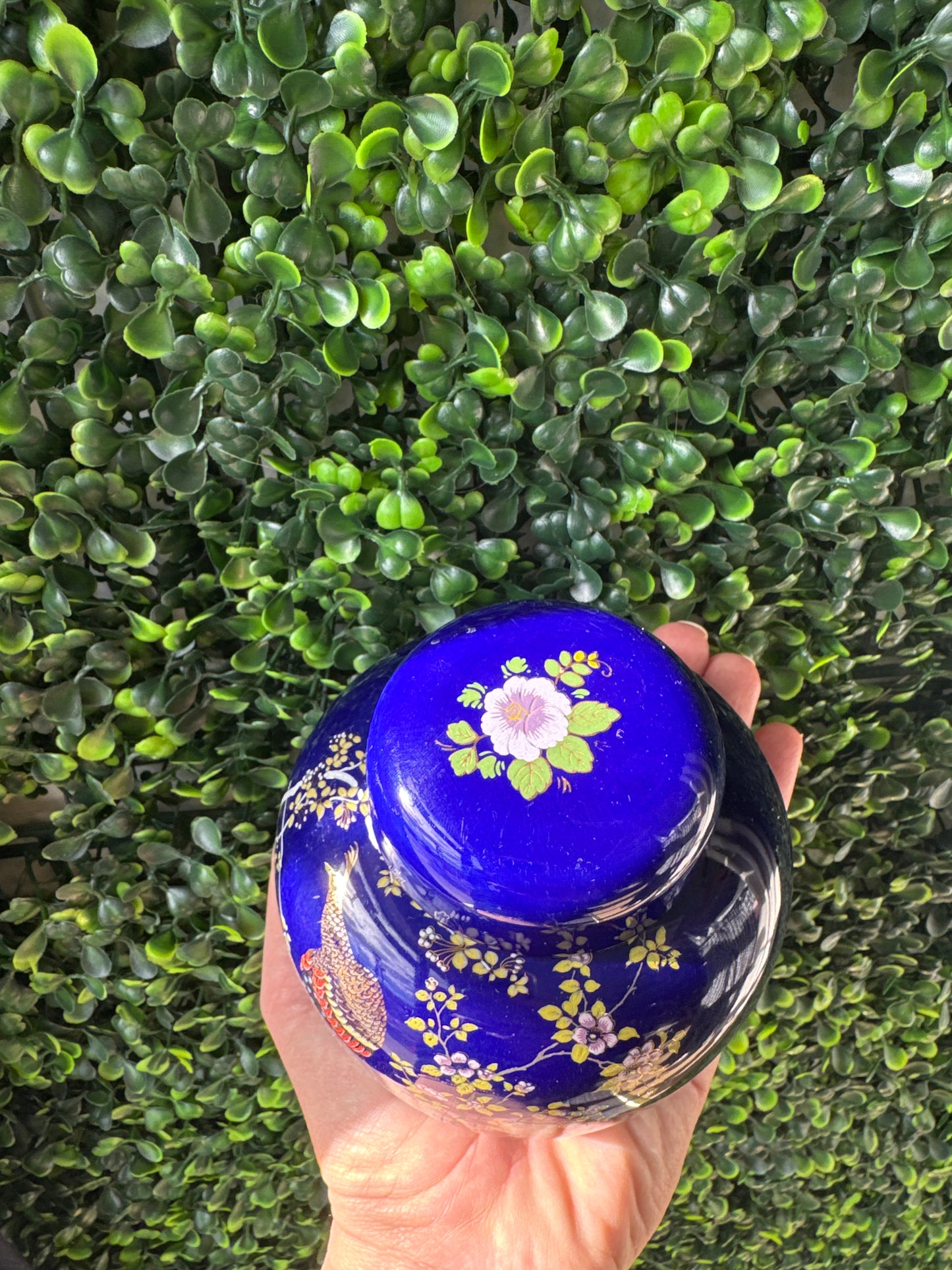 Vintage blue ginger jar