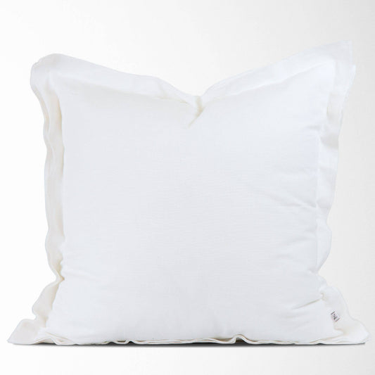 Leah Linen Pillow Cover – Soft, Breathable, Home Decor: White / 20x20