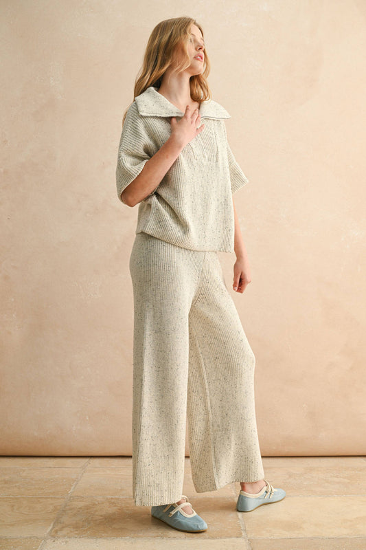 SALT AND PEPPER KNITTED PANTS
