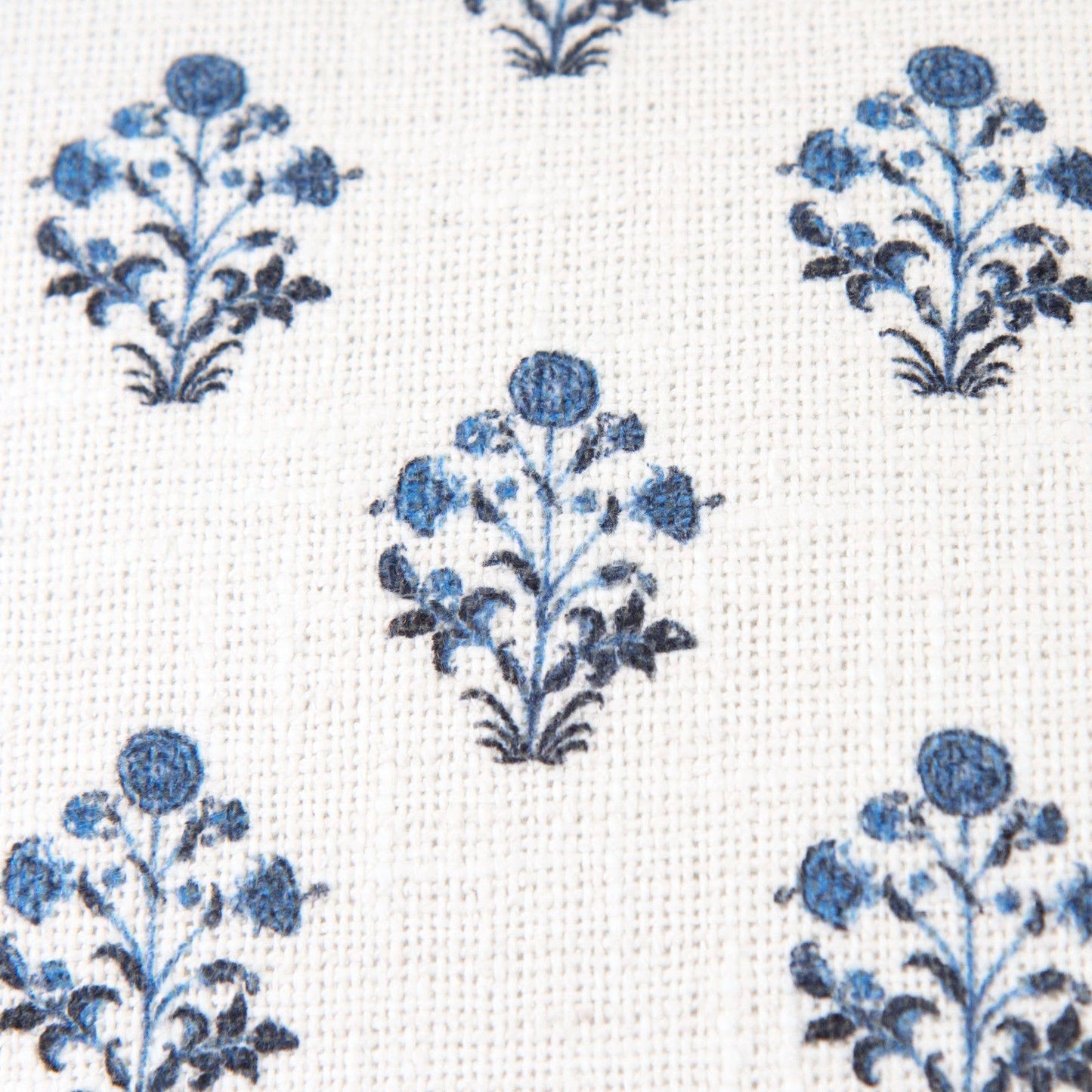 Isabella Blue Floral Block Print Pillow COVER