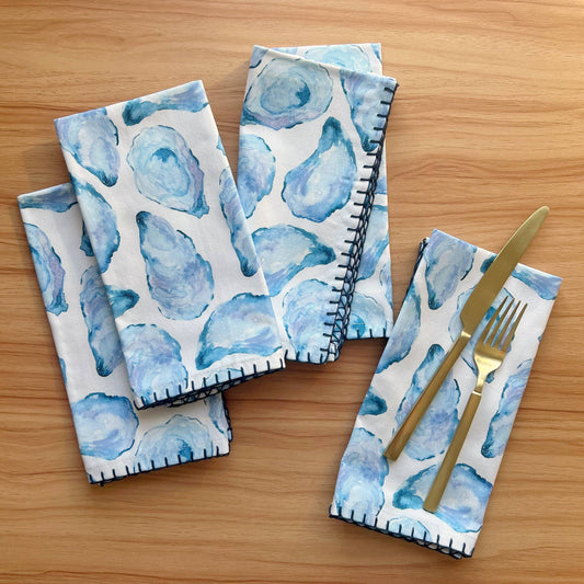 Mussel Shell Fabric Napkin | Oyster Shell Napkin | Set of 4