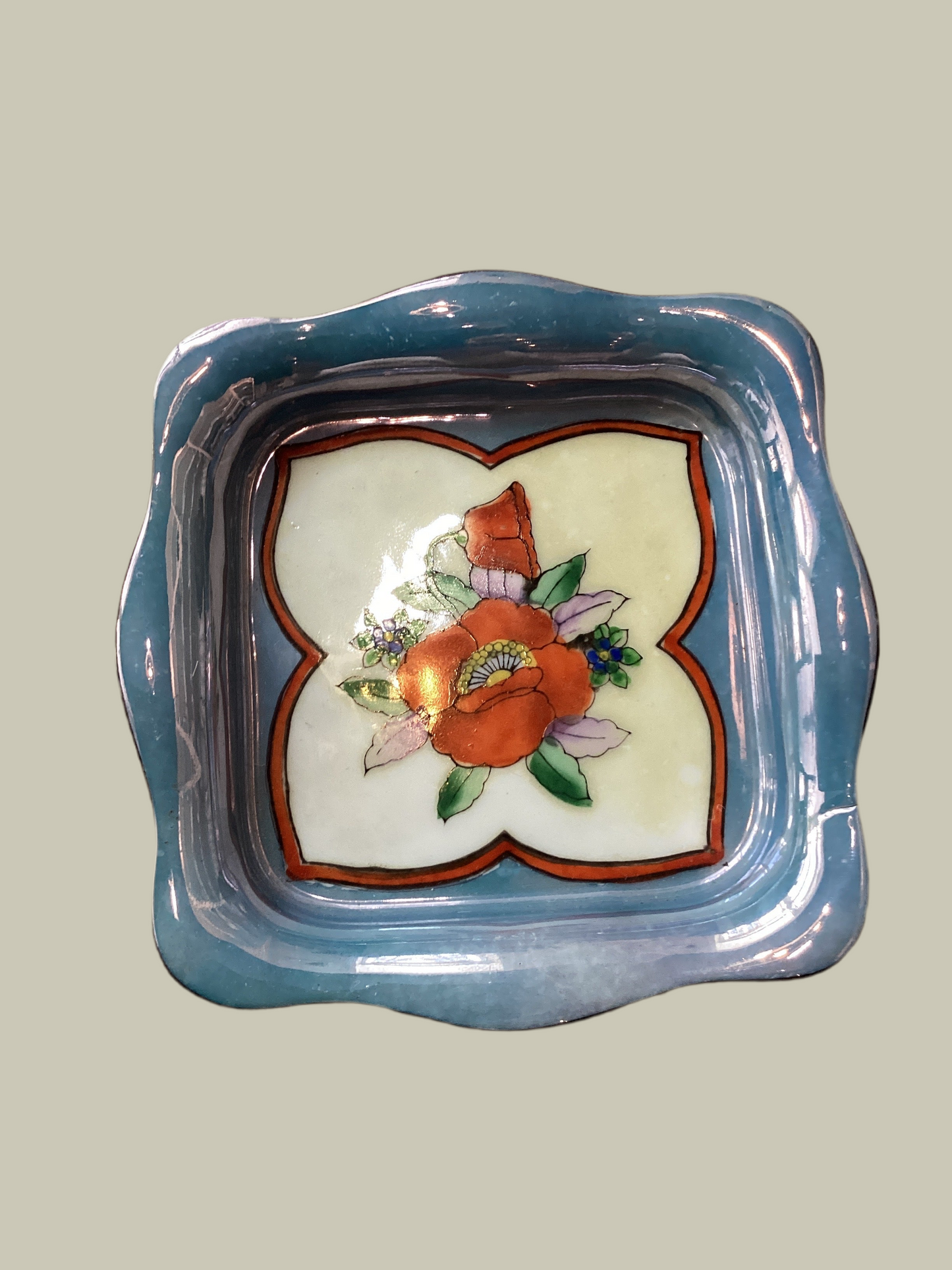 Vintage small blue poppy ring plate