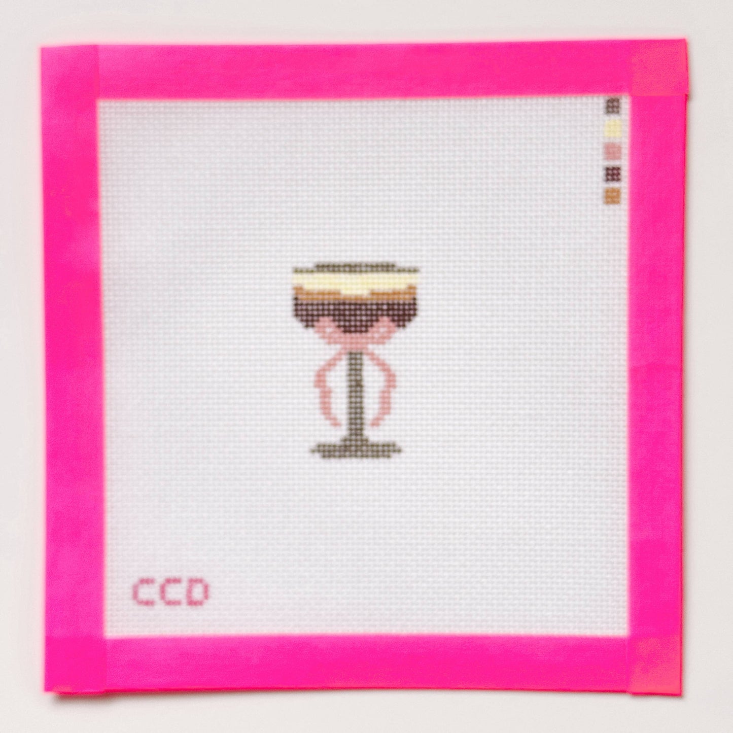 Hand Painted Espresso Martini 2” Needepoint Canvas 18 Mesh