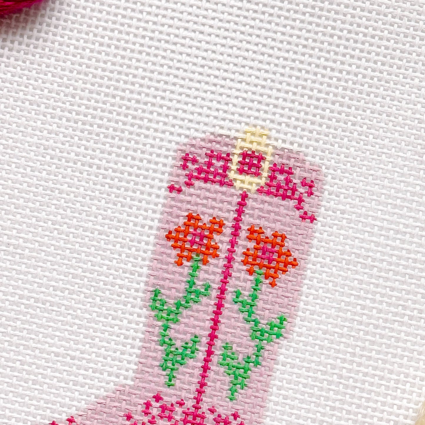 Hand Painted Pink Cowgirl Boot 3” Needlepoint Canvas 13 Mesh