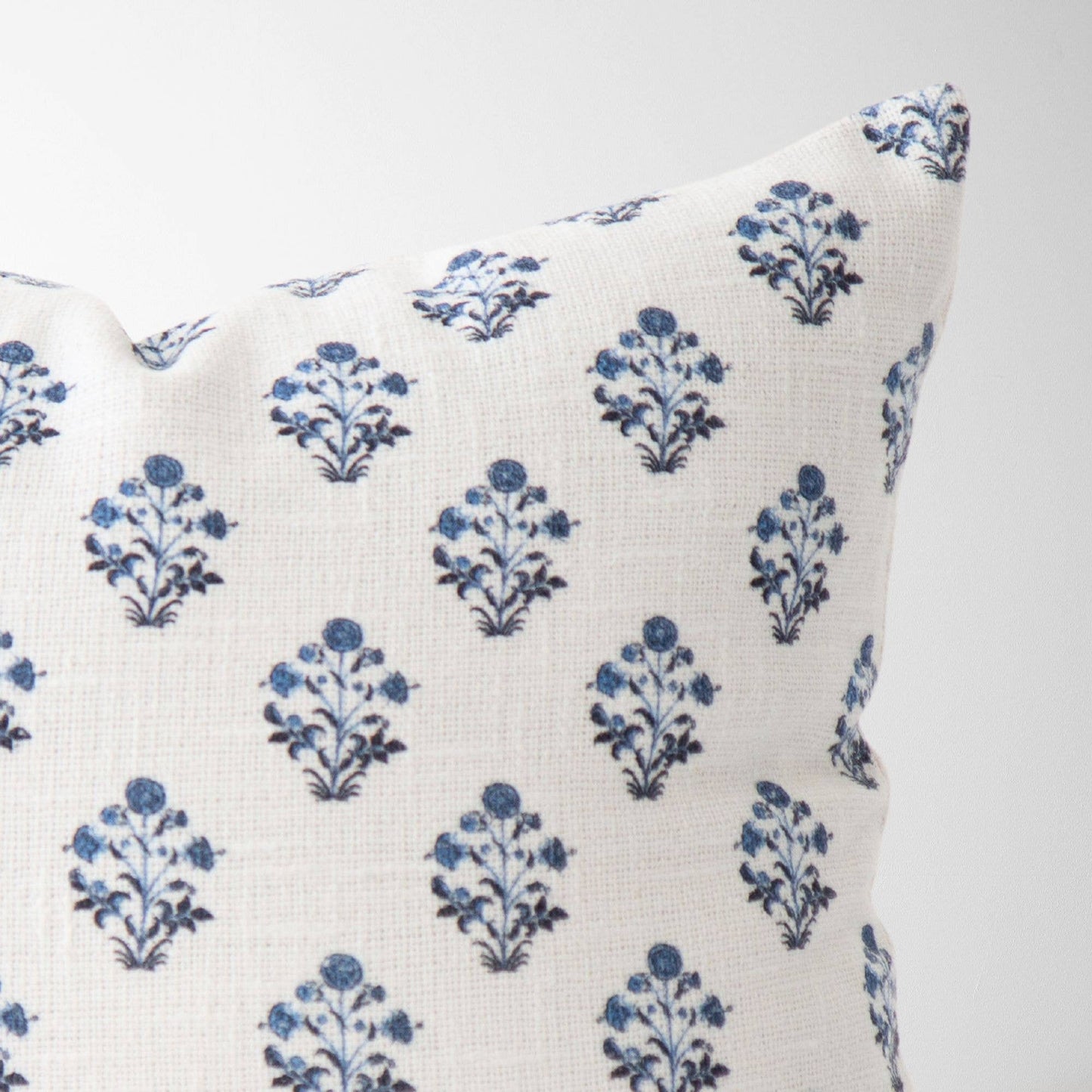 Isabella Blue Floral Block Print Pillow COVER