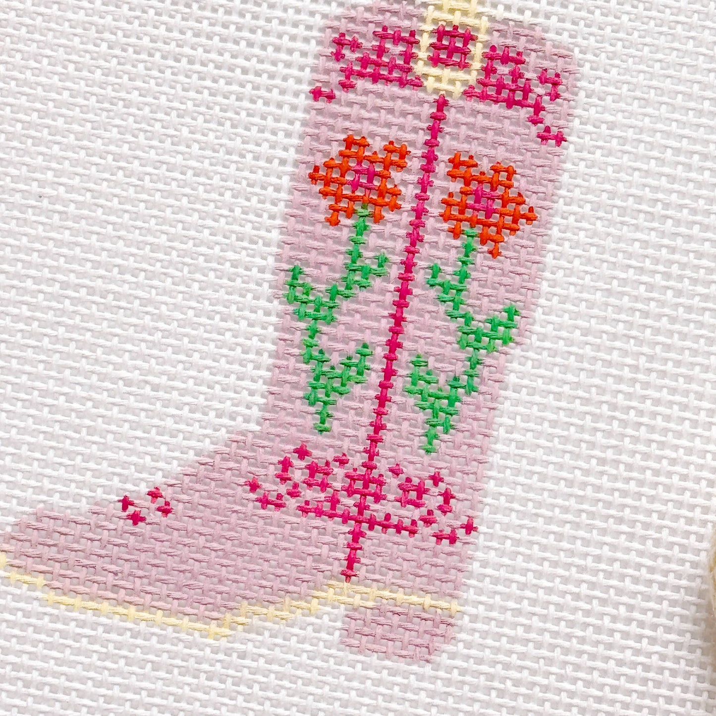 Hand Painted Pink Cowgirl Boot 3” Needlepoint Canvas 13 Mesh