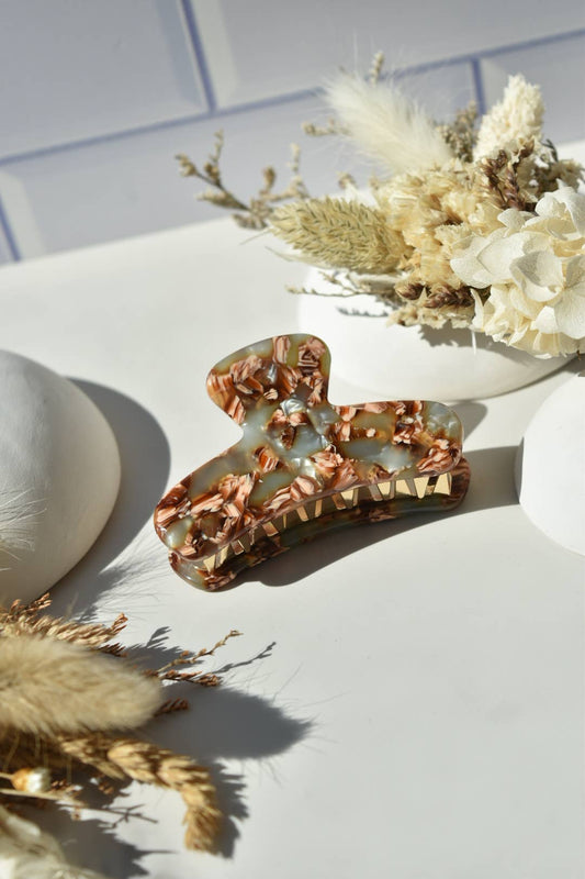 Mini French Claw Tortoise Shell Acetate Hair Clip: Twisted Oak