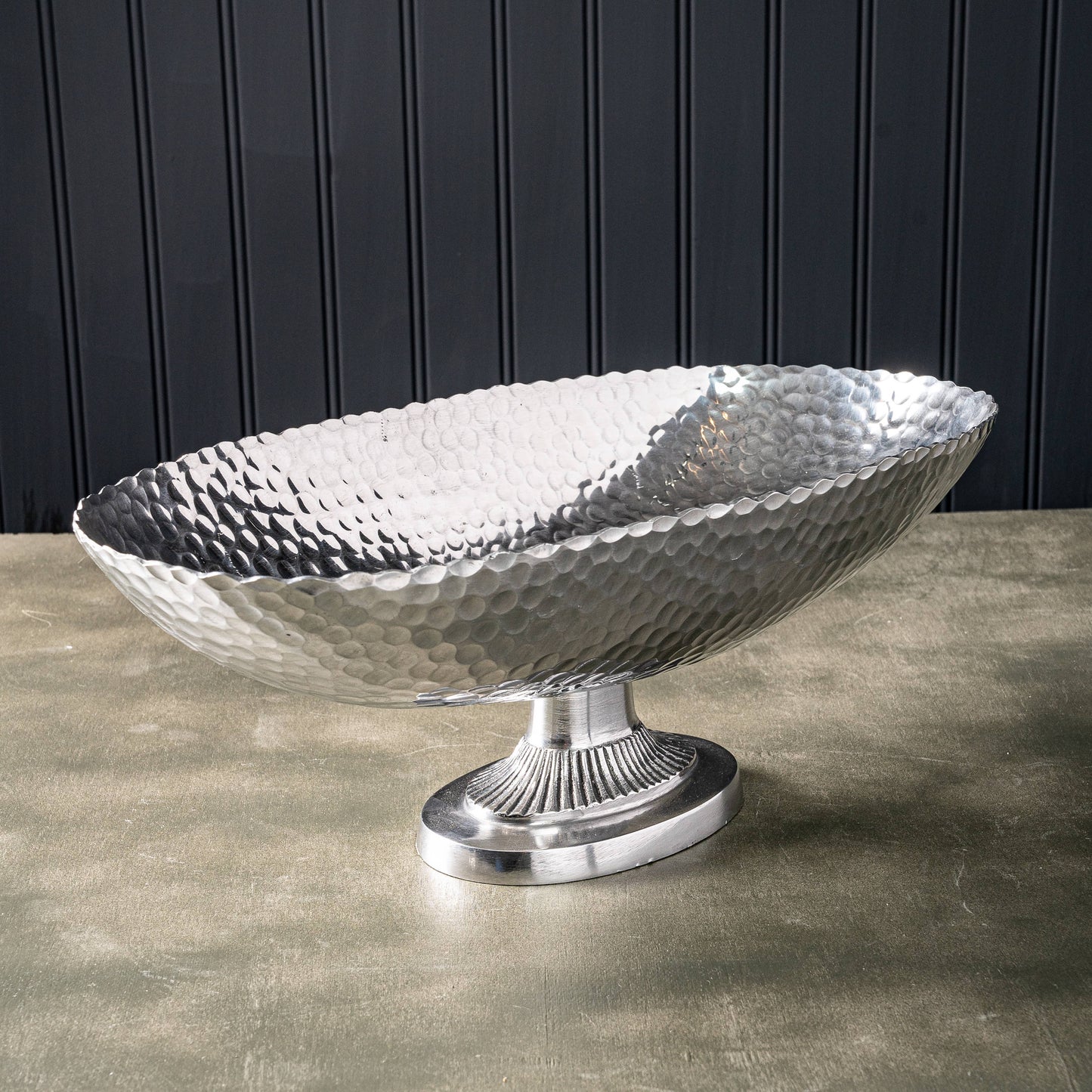 Oval Pedestal Bowl - Hammered
