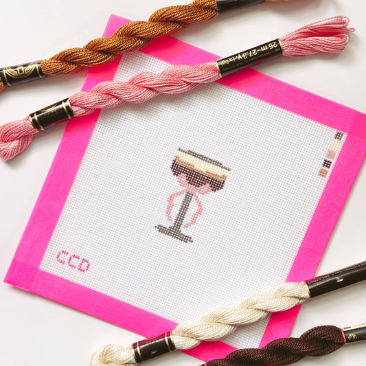 Hand Painted Espresso Martini 2” Needepoint Canvas 18 Mesh