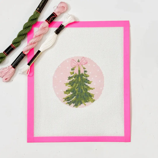 18/Hand-Painted Bow Christmas Tree Needlepoint Ornament Canvas