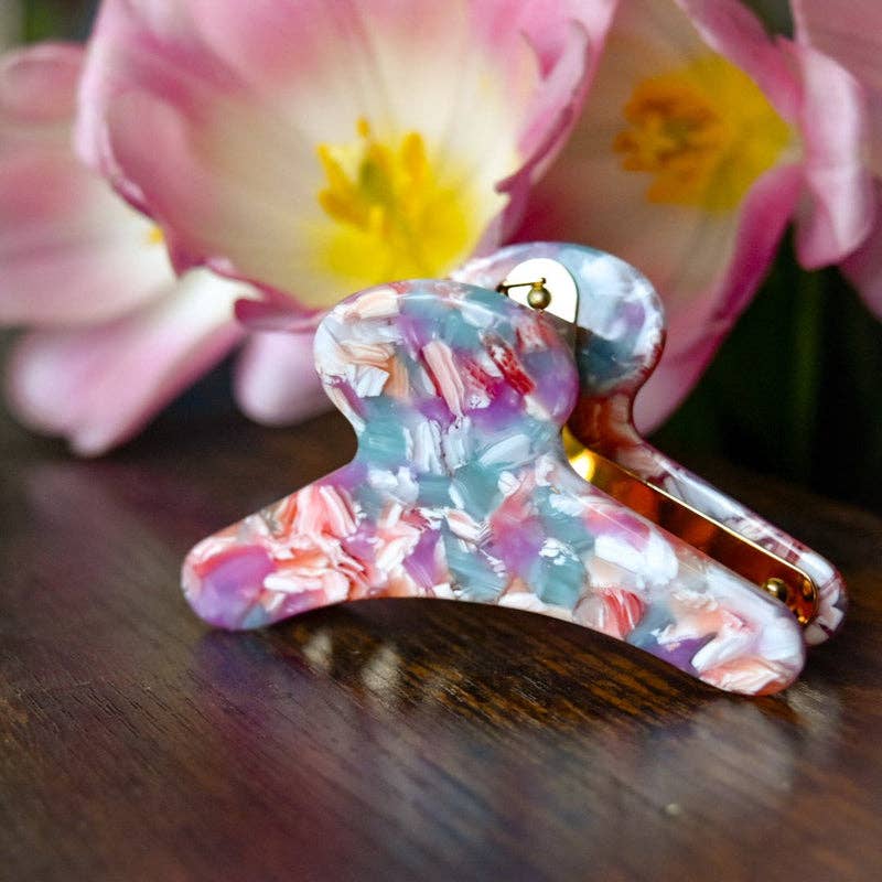 French Claw in Tickled Pink | Pink Purple Blue White Acetate Claw