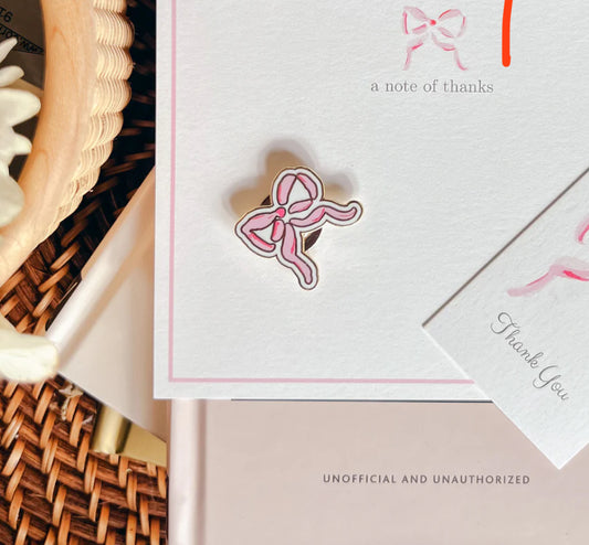 pink bow needle minder for needlepoint & embroidery