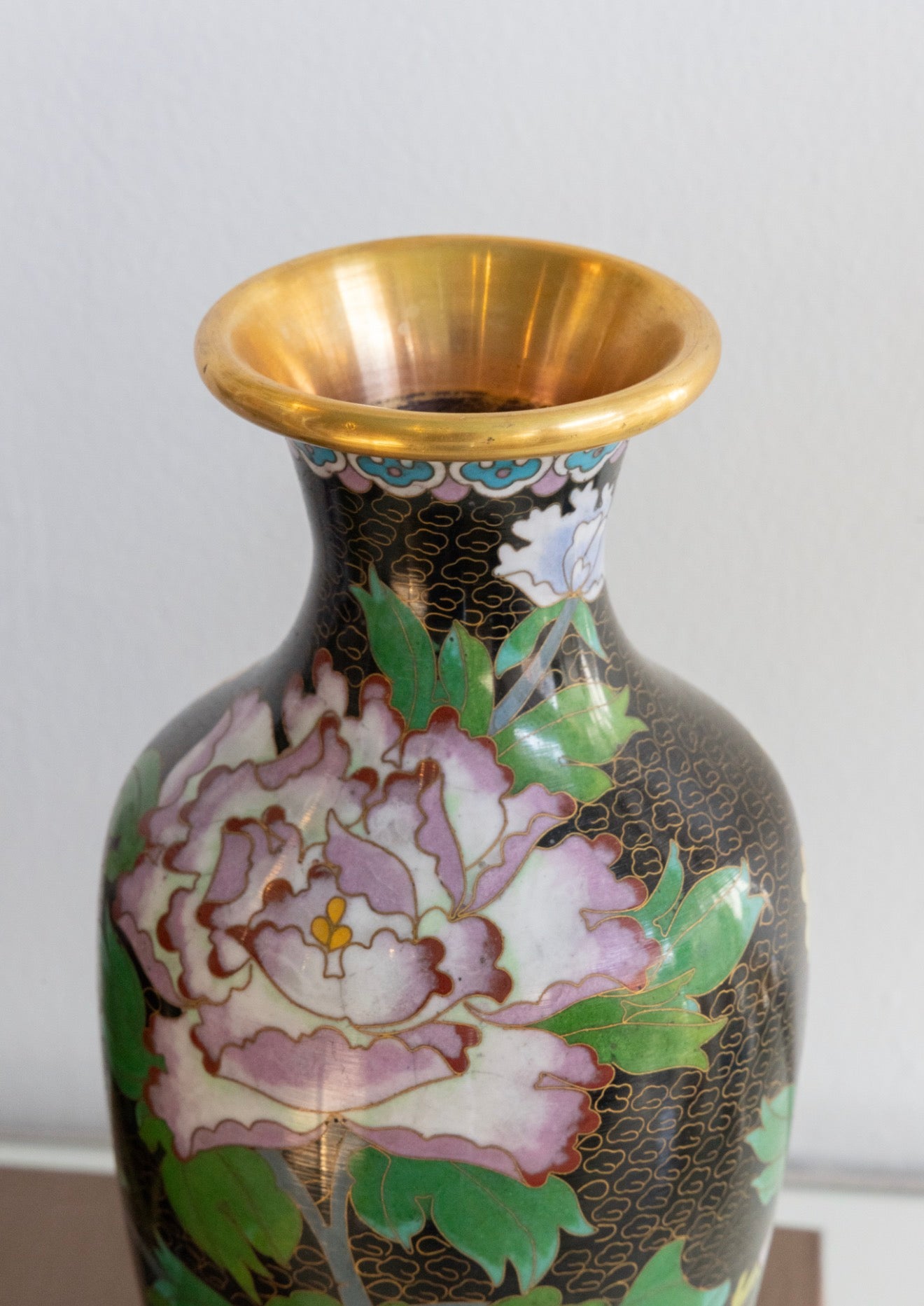 Tall Large Vintage Chinese
Cloisonne Floral Vases