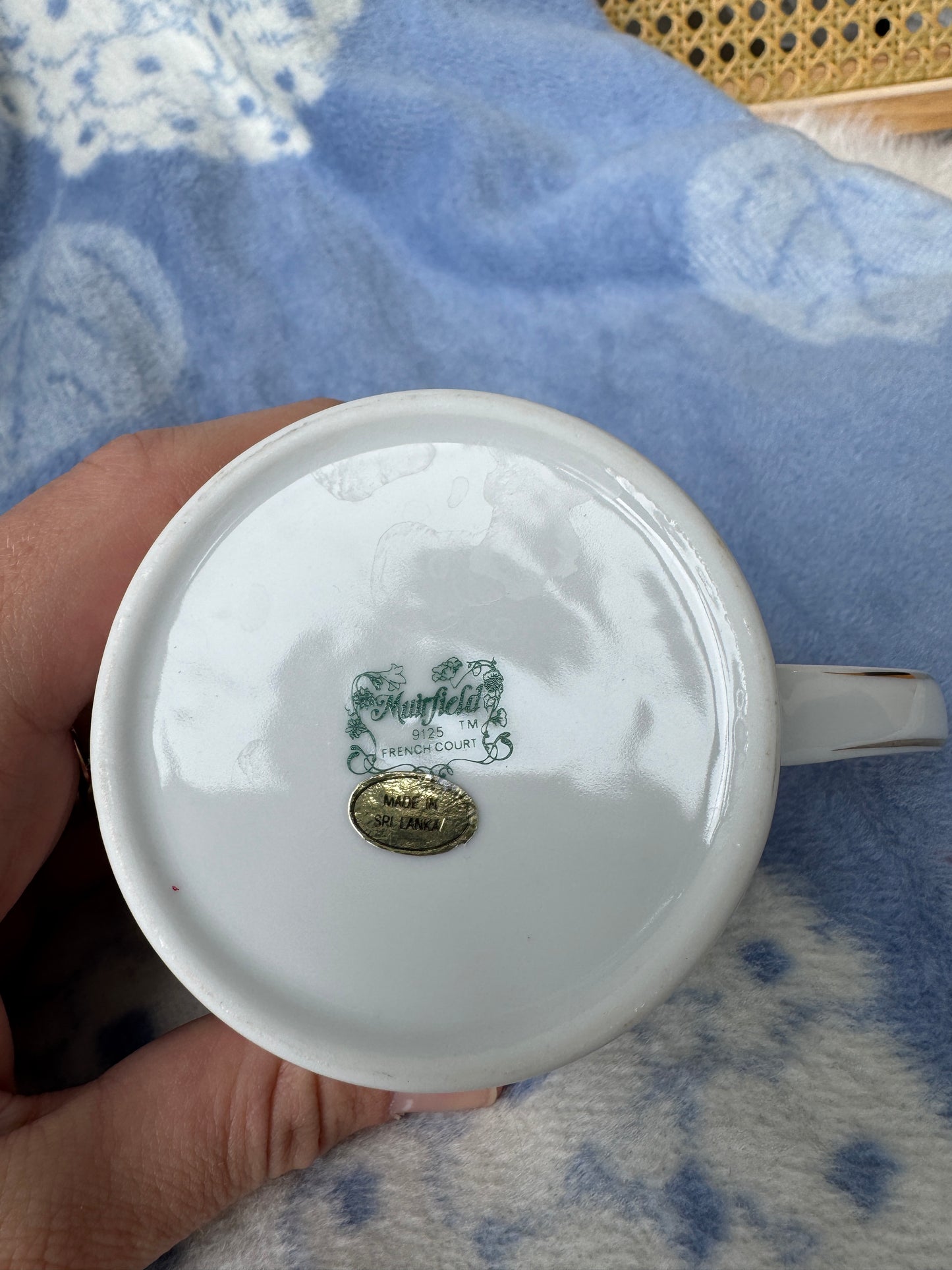 Vintage gold and blue mug