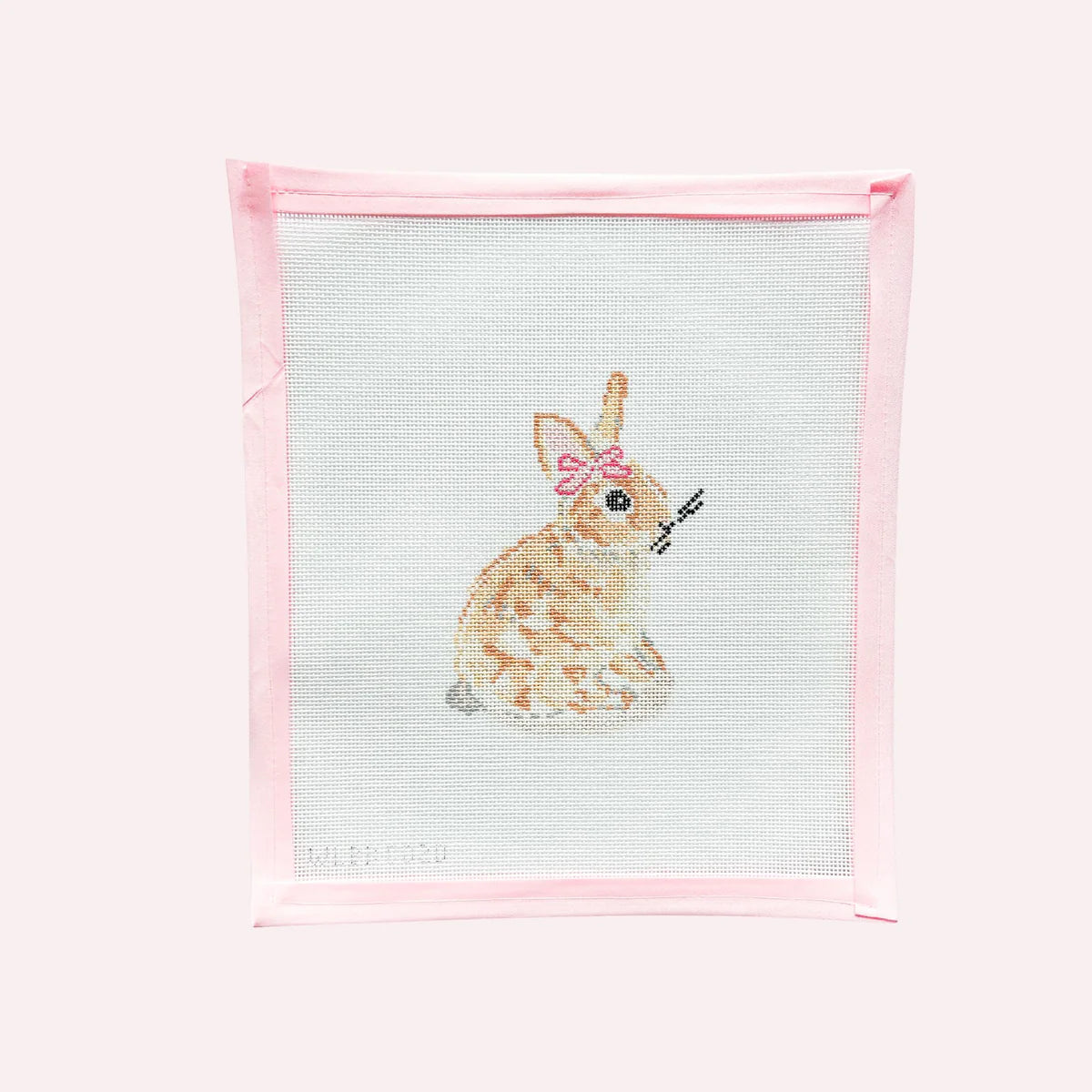 needlepoint canvas: bunny with pink bow