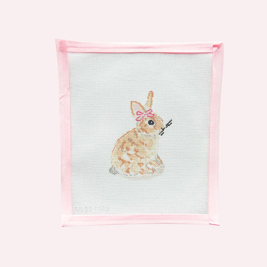 needlepoint canvas: bunny with pink bow