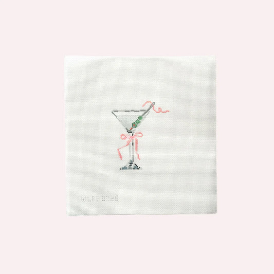 needlepoint canvas: martini with bow