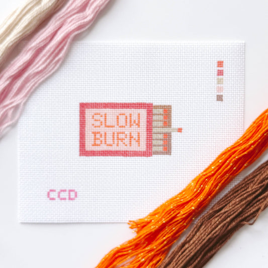 Hand Painted Slow Burn Matches 4” Needlepoint Canvas 13 Mesh
