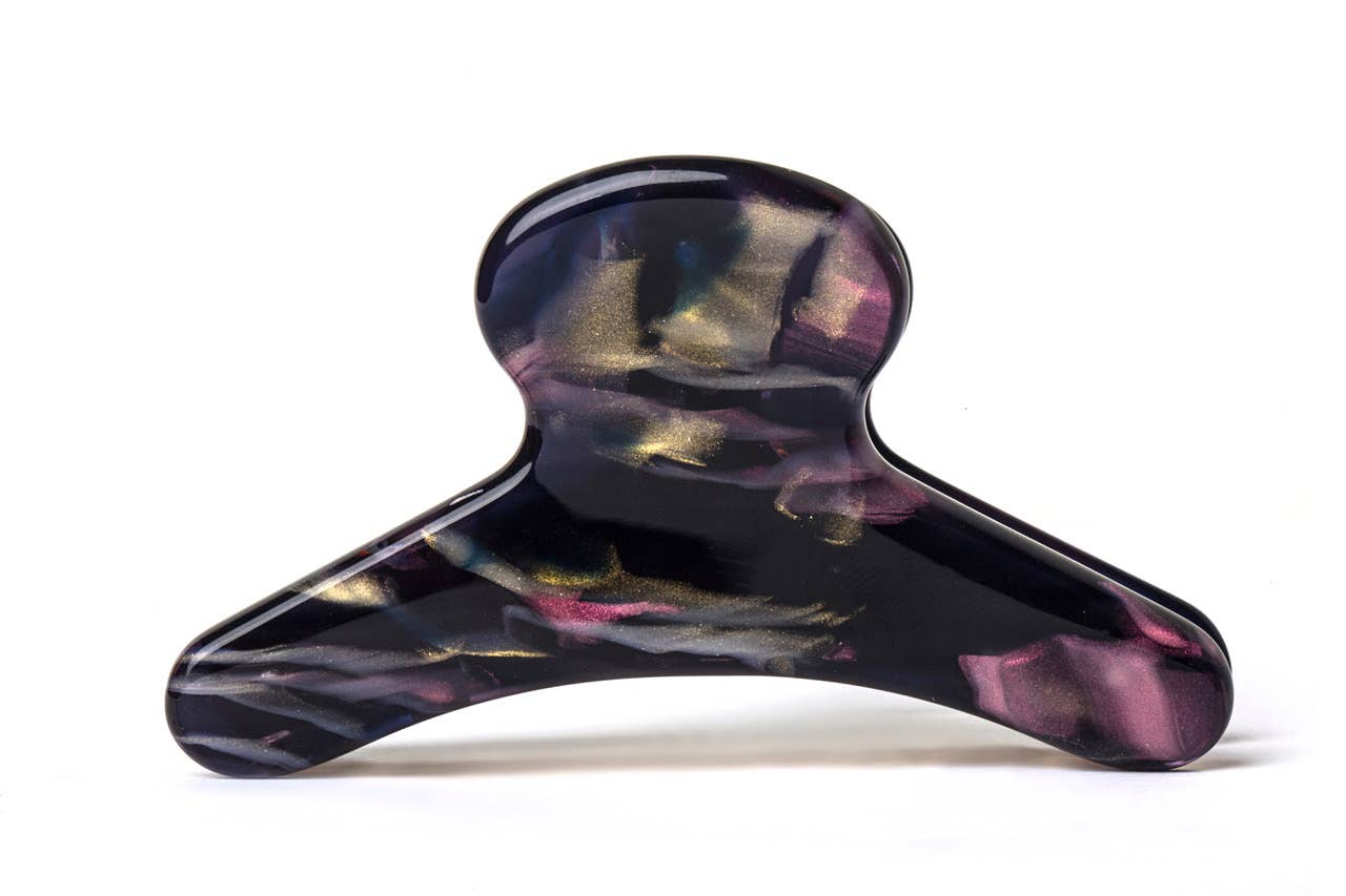 French Claw in Cosmos | Black Purple Gold Blue Iridescent Acetate Claw