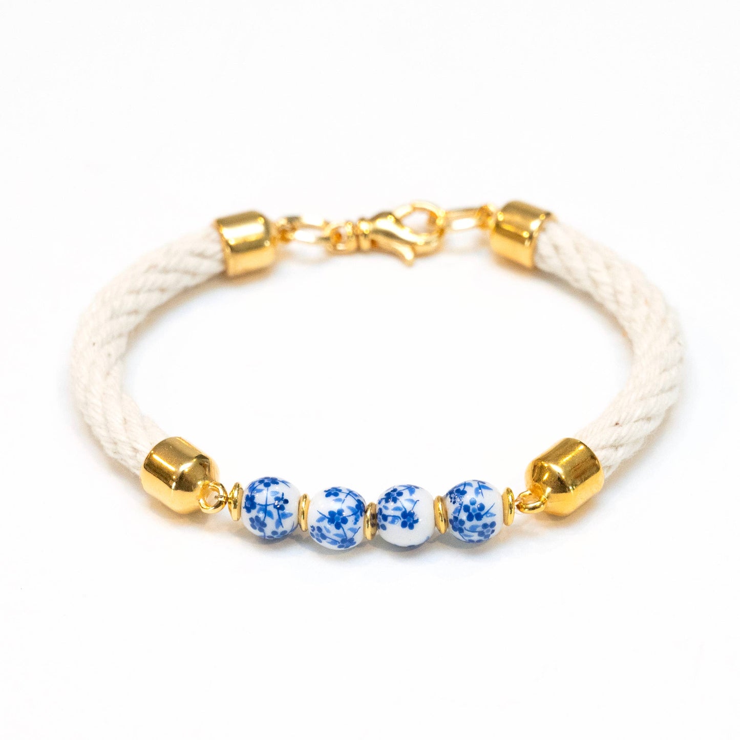 Claremont - Ivory/Gold - Nautical Rope Bracelet: S