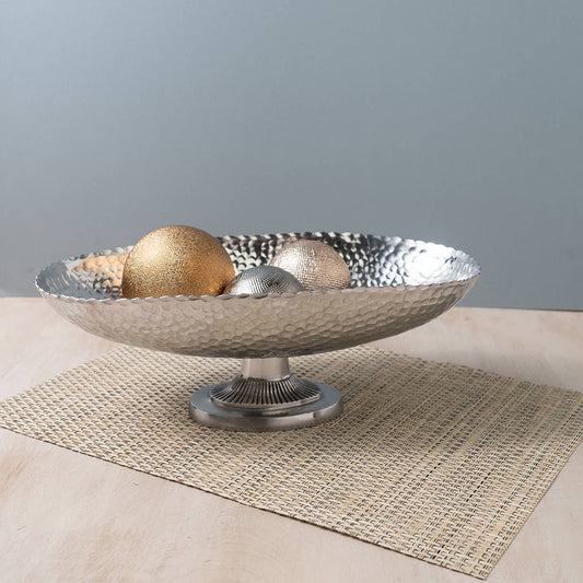 Oval Pedestal Bowl - Hammered