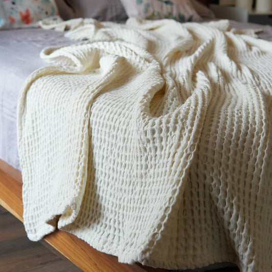 Waffle Weave 100% Cotton Throw,