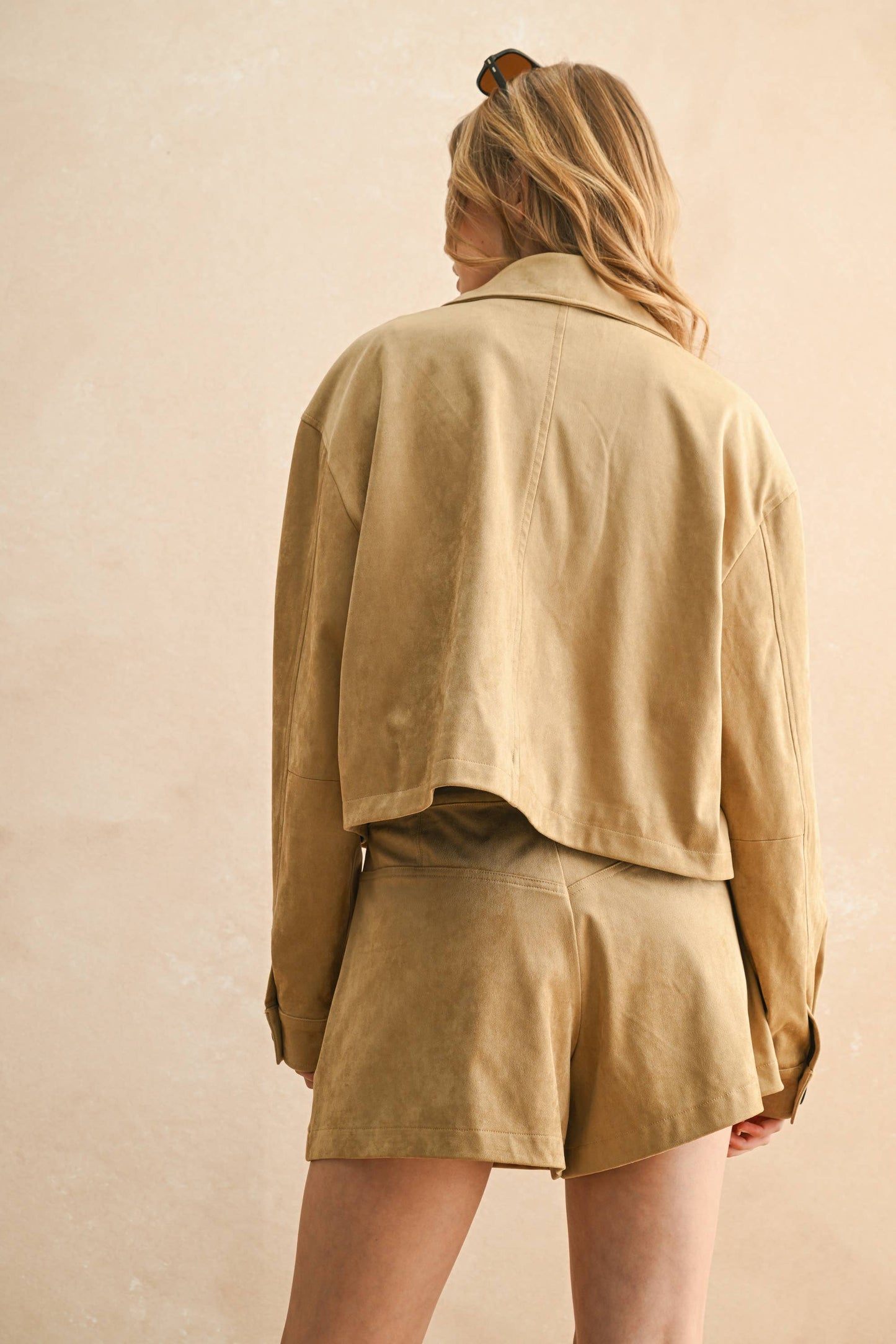 SUEDE JACKET WITH POCKET   CAMEL