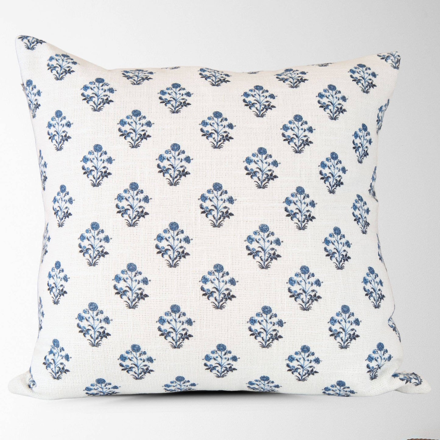 Isabella Blue Floral Block Print Pillow COVER