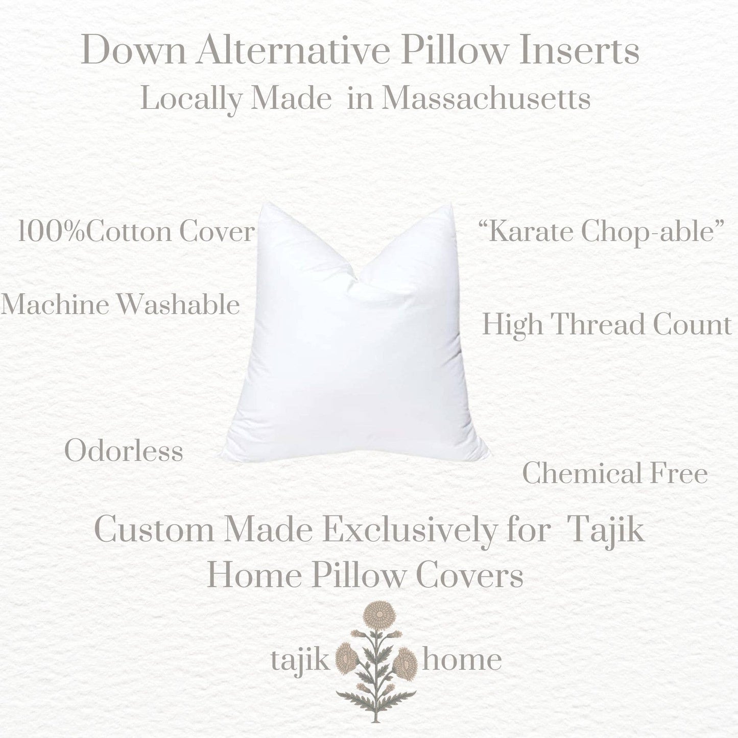 Down Alternative Pillow Inserts - Made in Massachusetts: Plush poly fill made in the usa