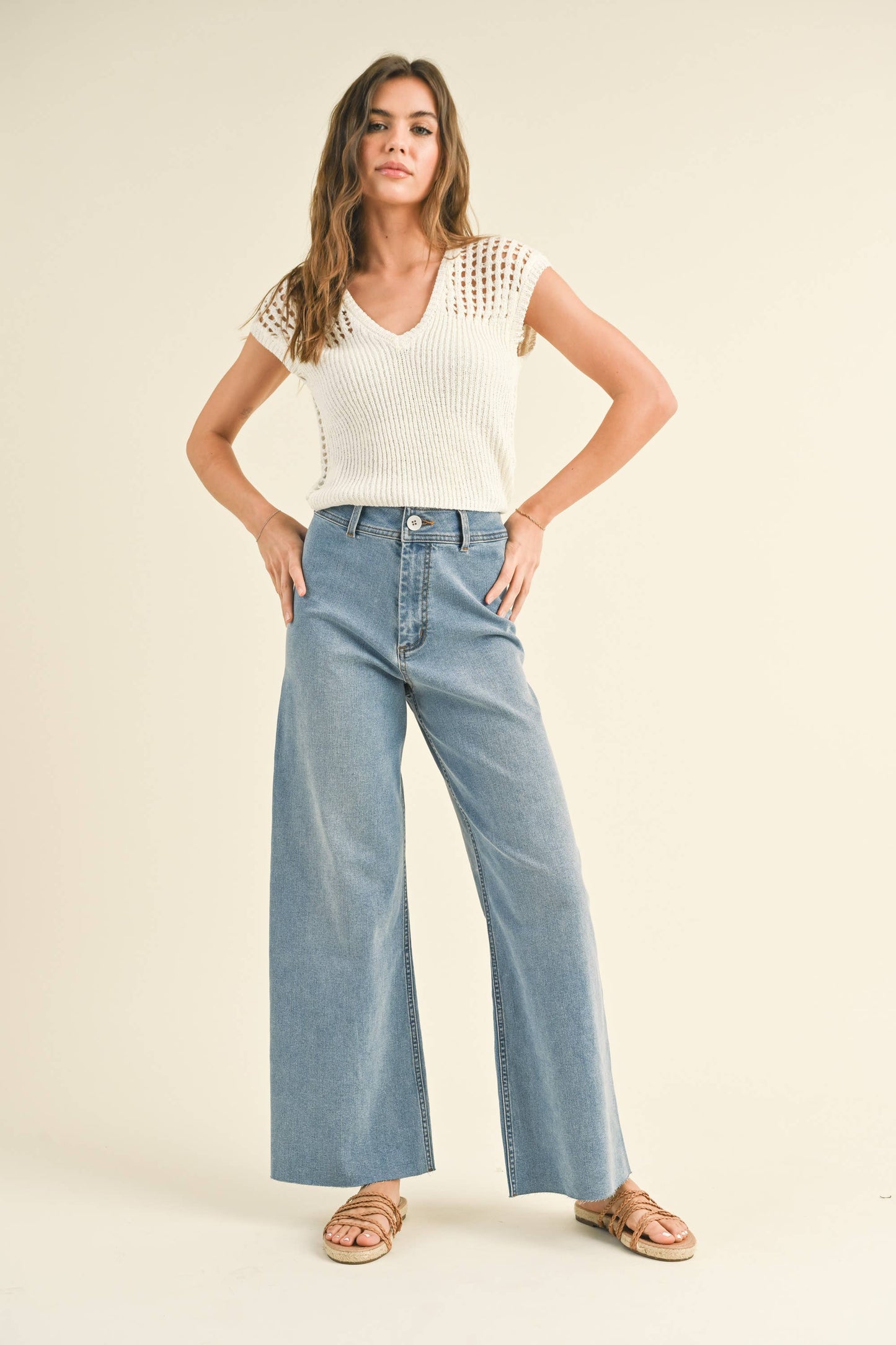 Wide leg Denim Pants