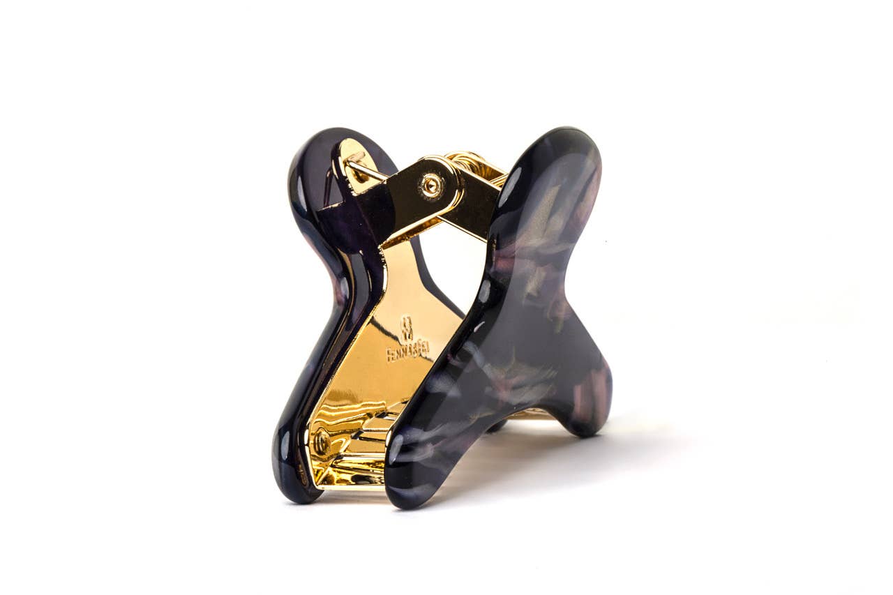 French Claw in Cosmos | Black Purple Gold Blue Iridescent Acetate Claw