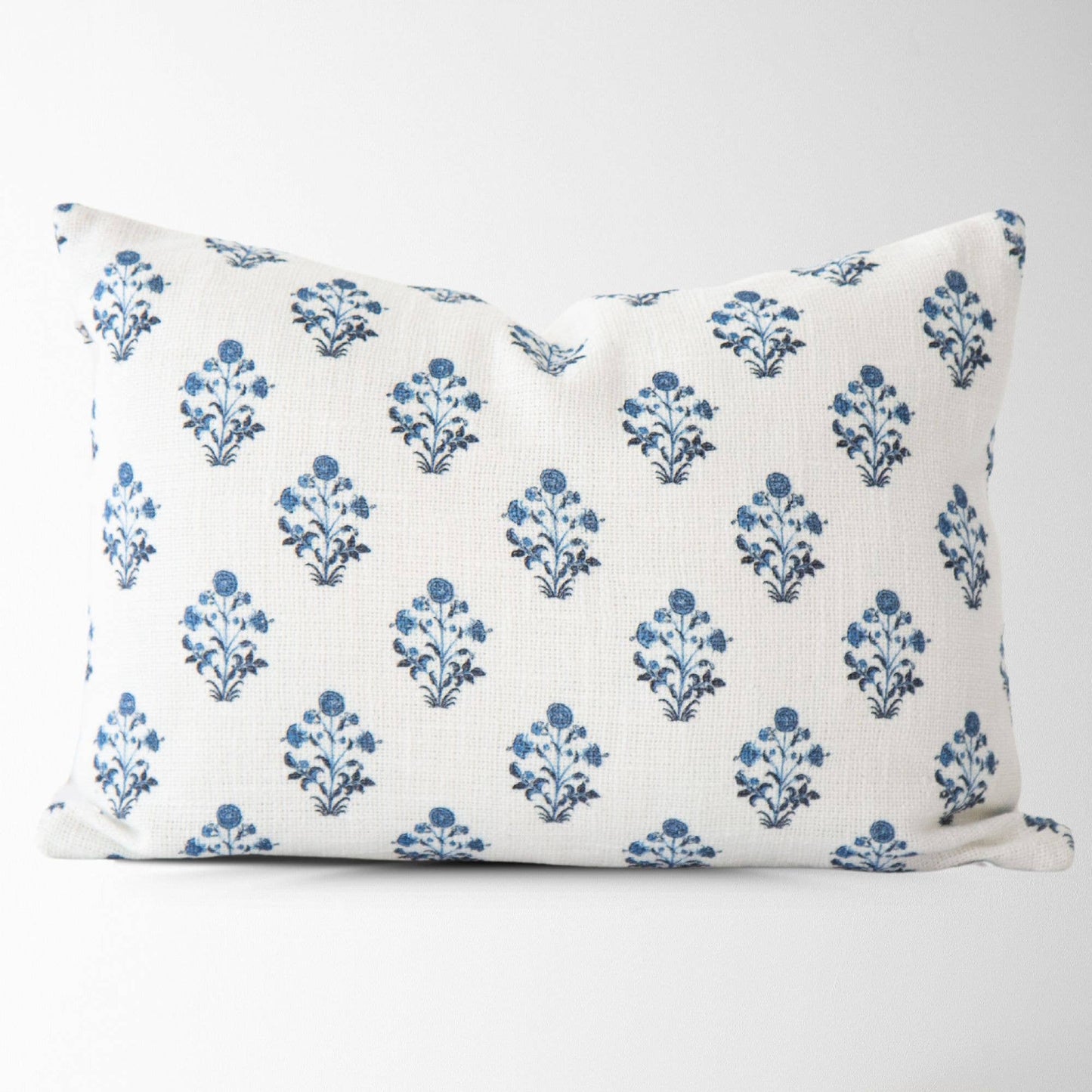 Isabella Blue Floral Block Print Pillow COVER