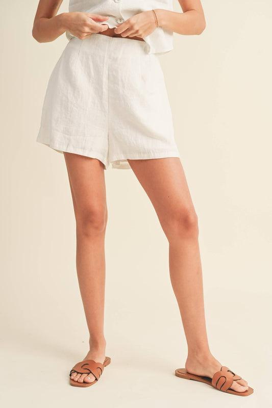 Off white linen shorts