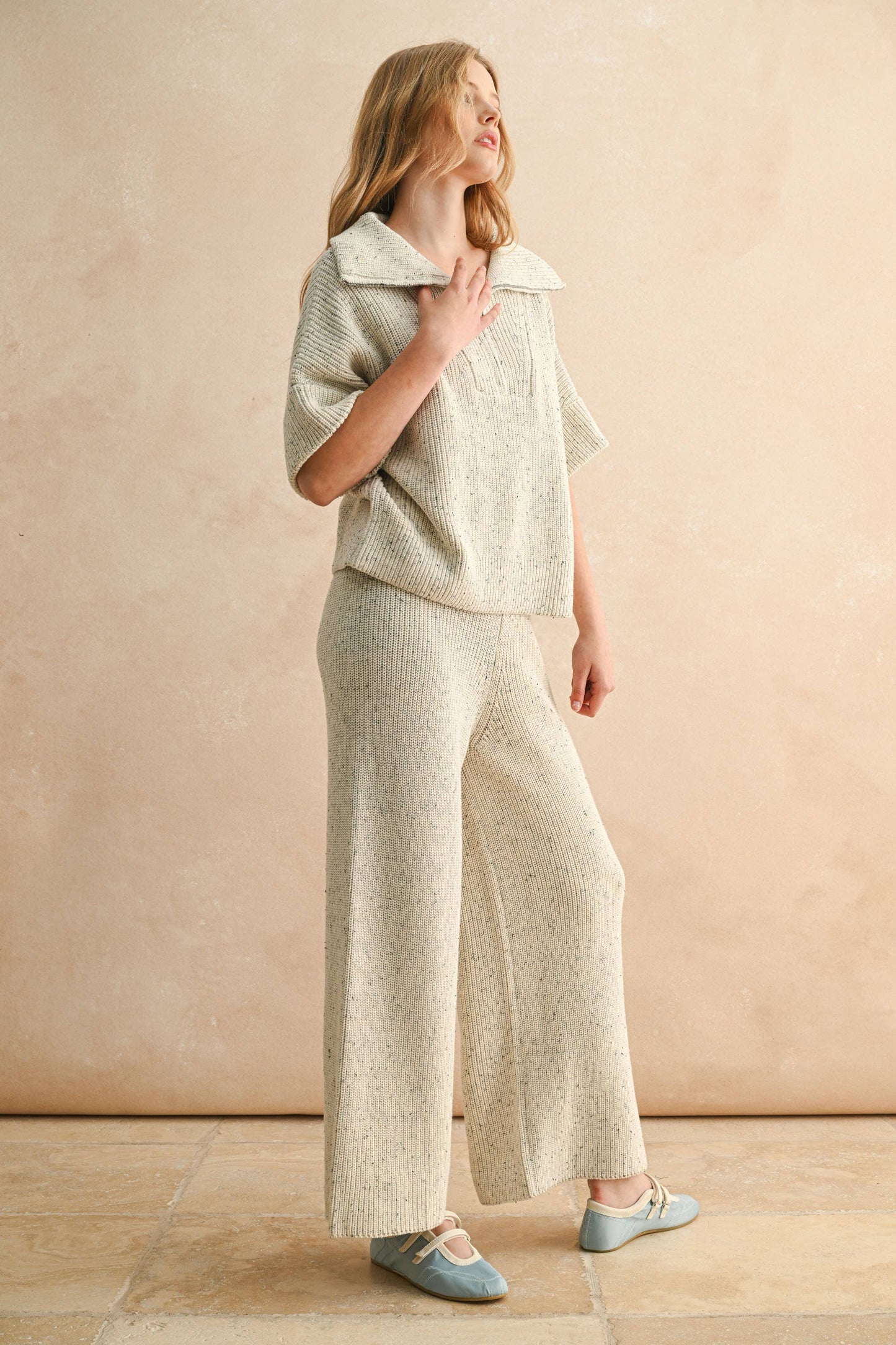 SALT AND PEPPER KNITTED PANTS