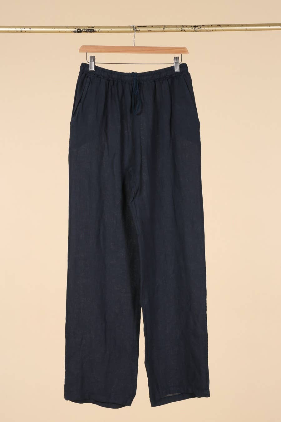 Luxe Noir Linen Drawstring Pants - Italian Craftsmanship