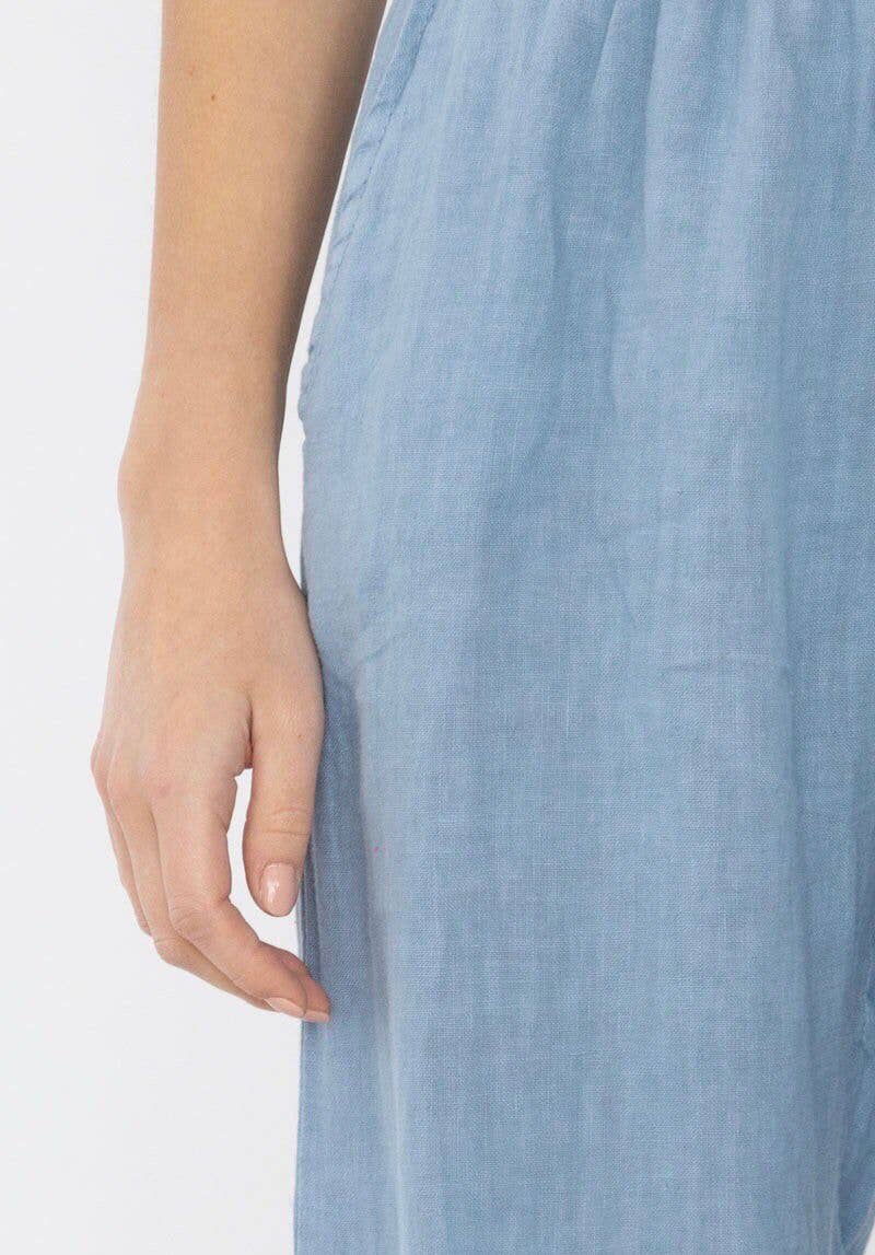 Mediterranean Sky Linen Palazzo Pants