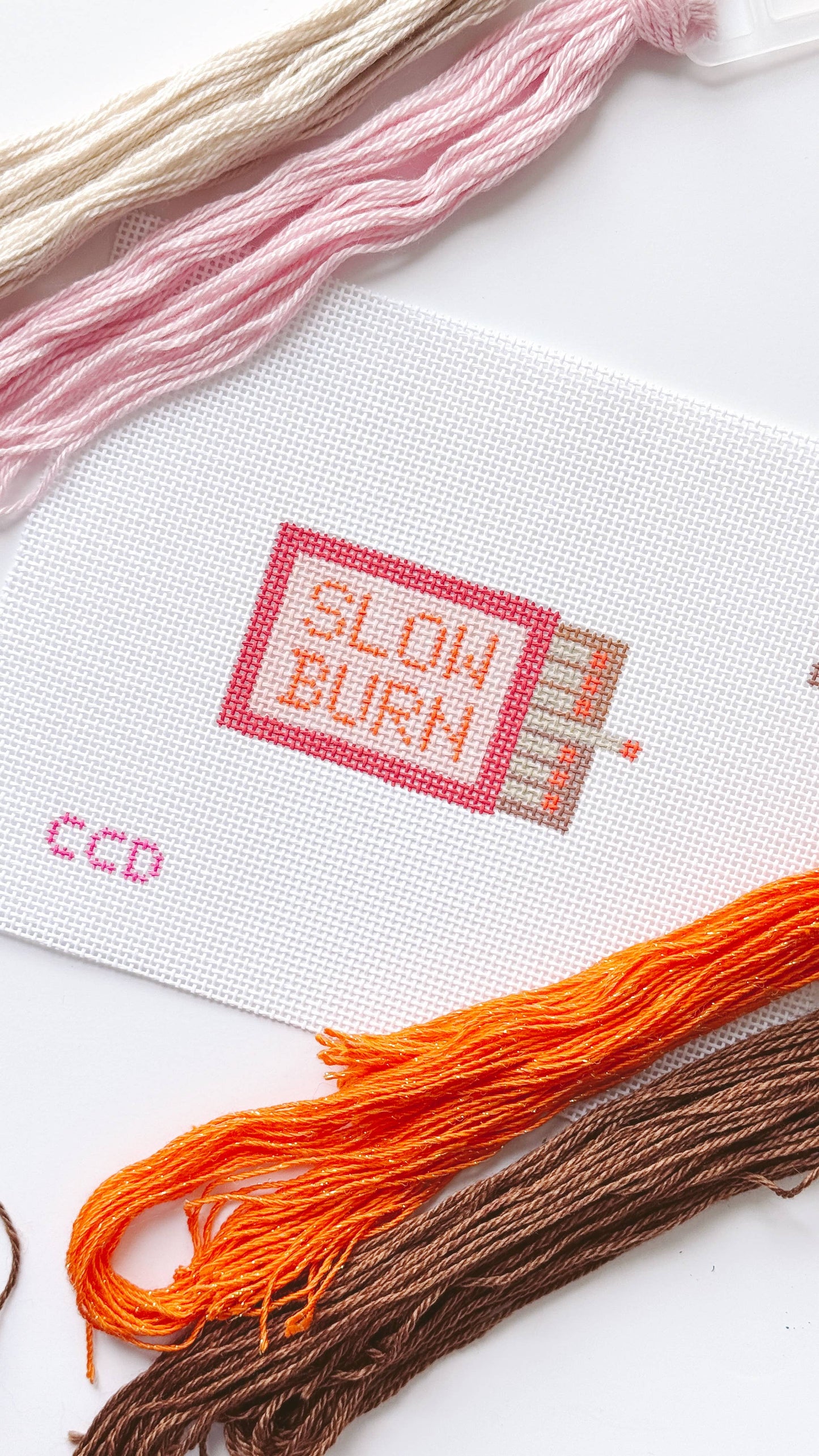 Hand Painted Slow Burn Matches 4” Needlepoint Canvas 13 Mesh