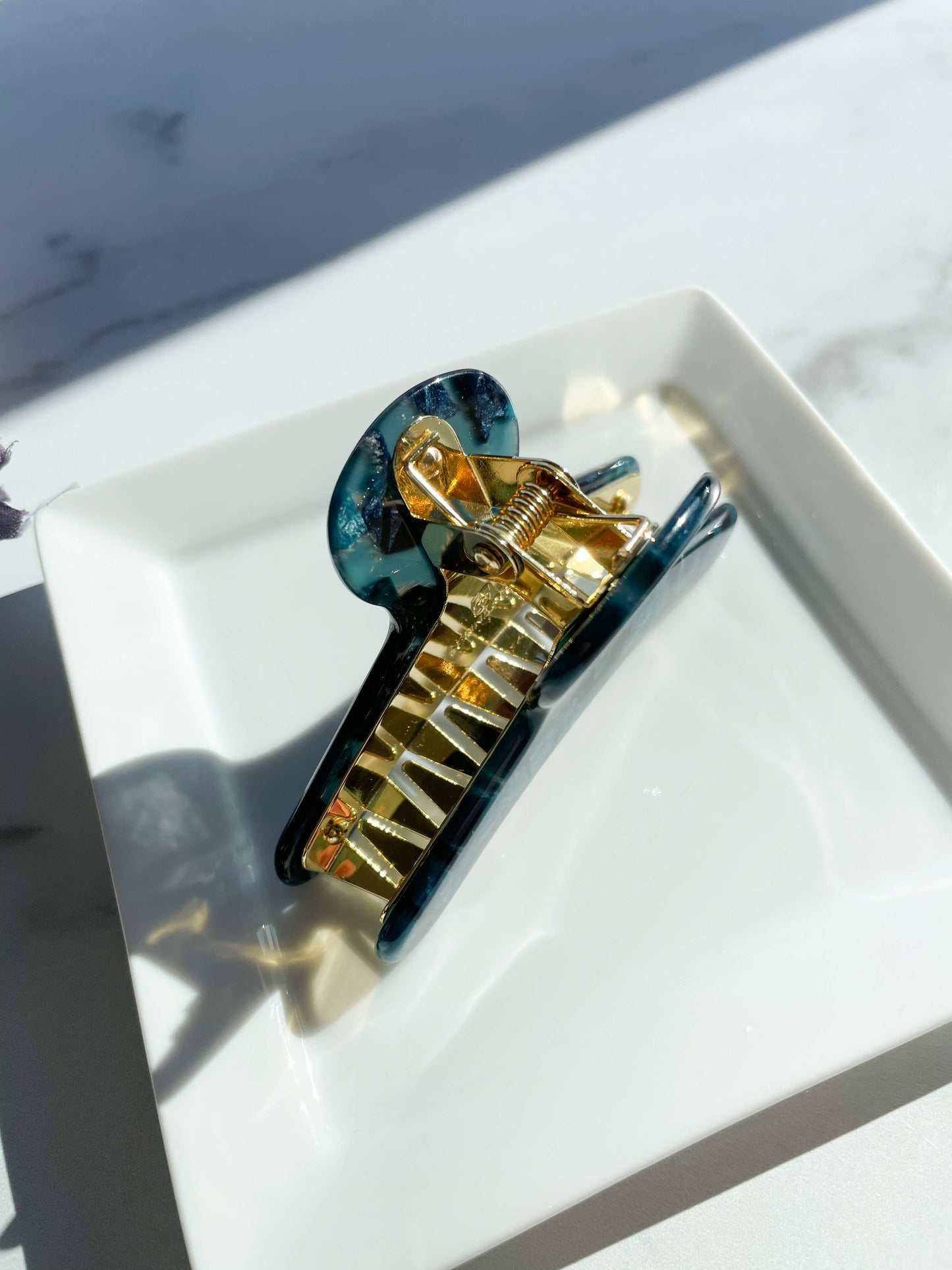 French Claw in Cerulean | Deep Blue Teal Acetate Claw