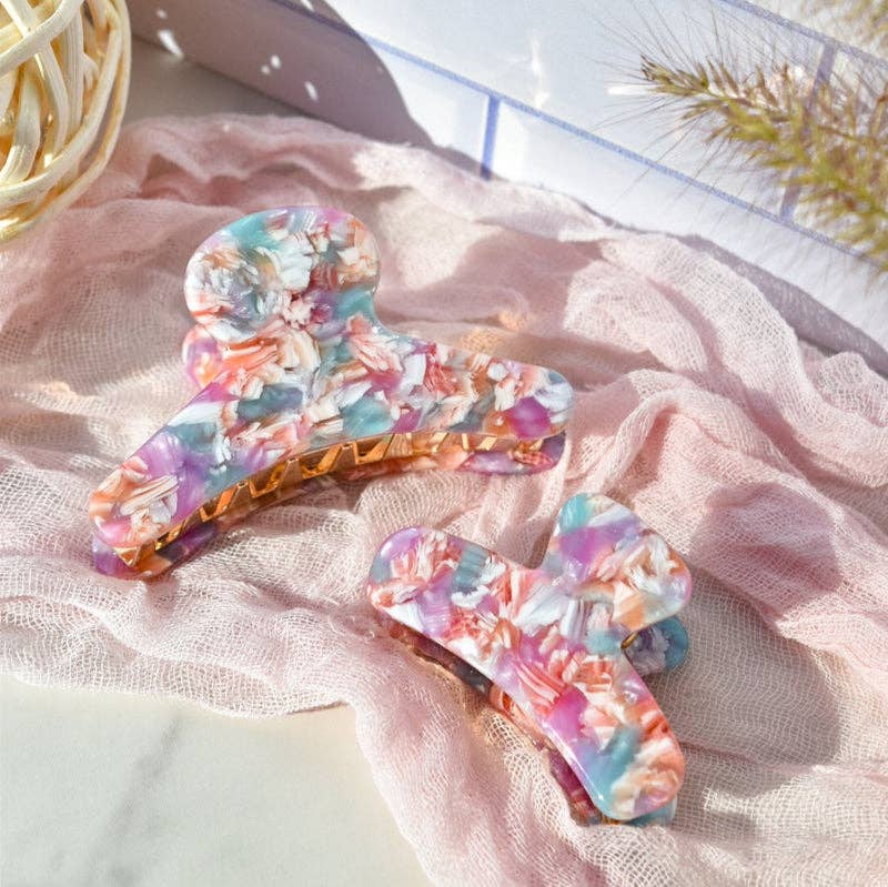 French Claw in Tickled Pink | Pink Purple Blue White Acetate Claw