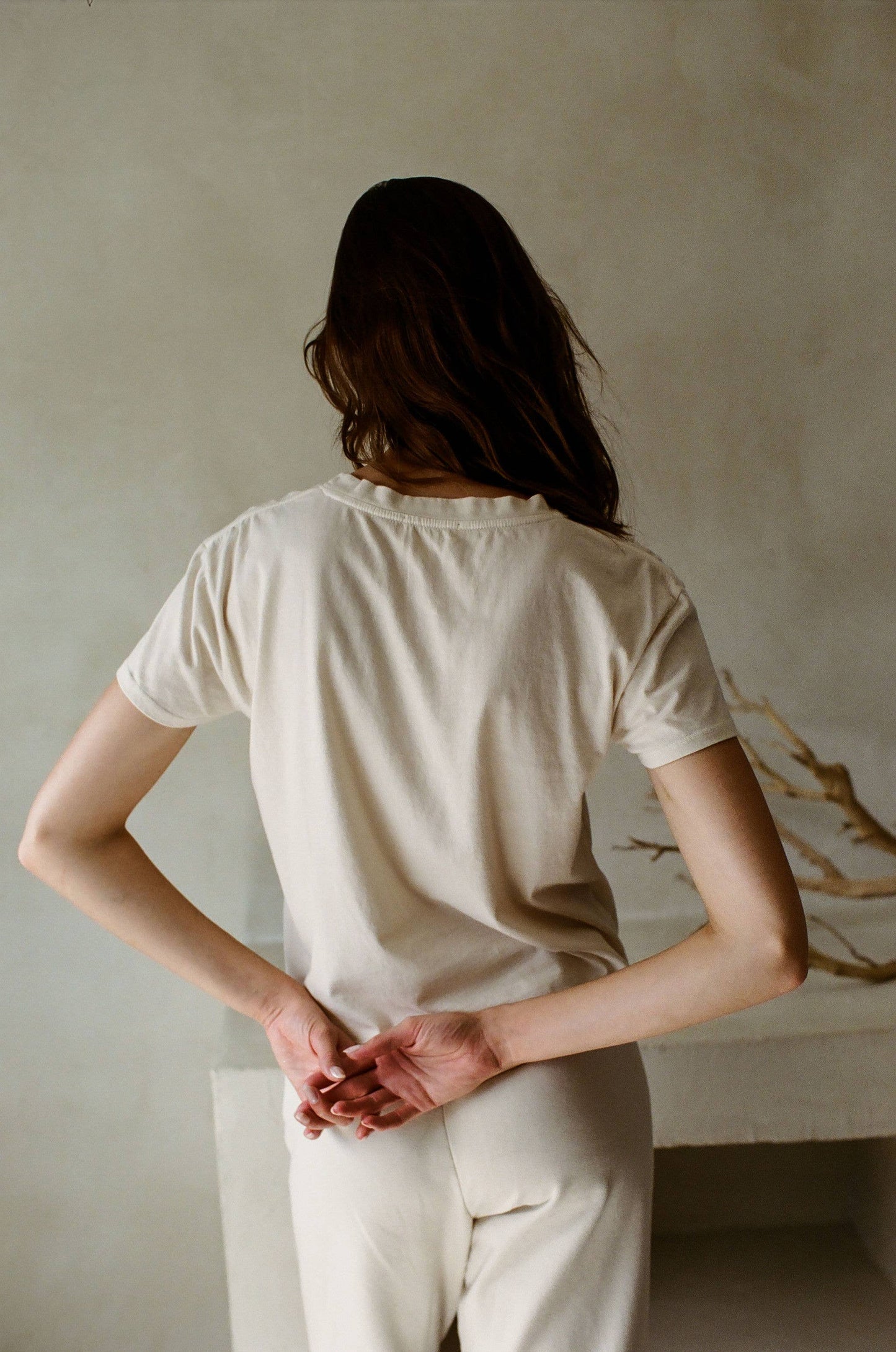 Knit 100% Organic Cotton Garment Dye Top: Cream