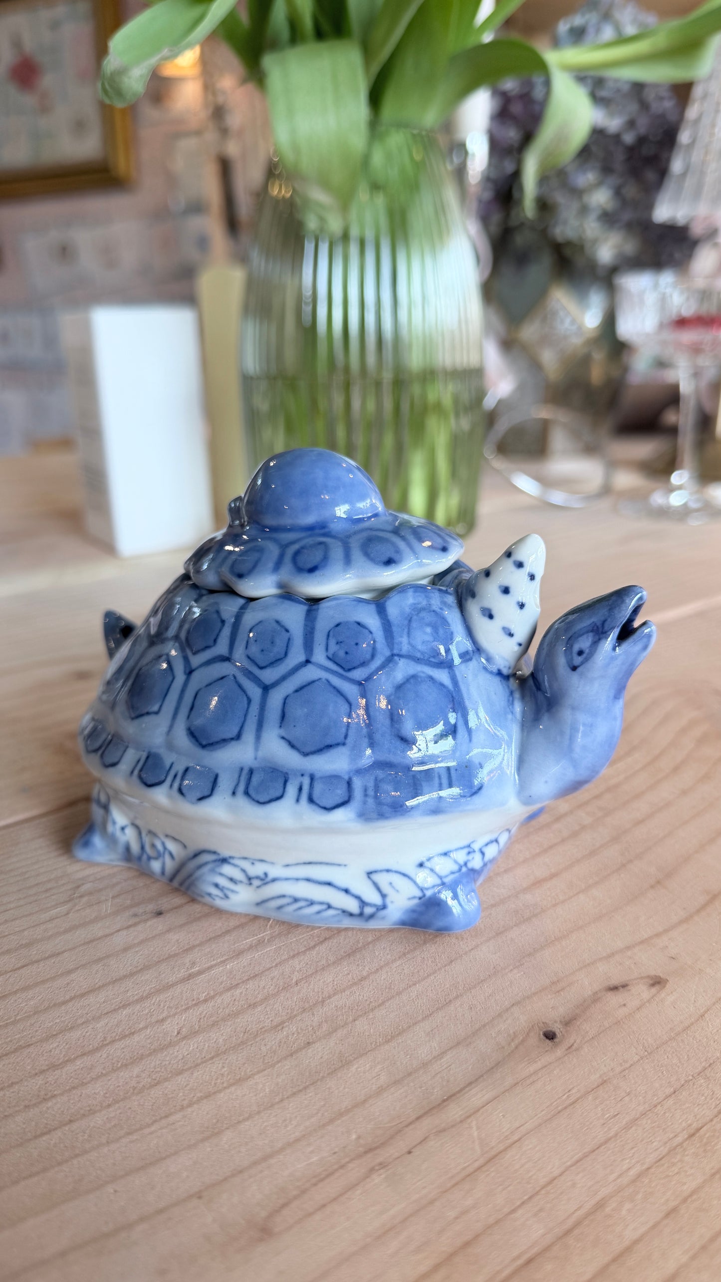 Blue Ceramic Turtle Teapot