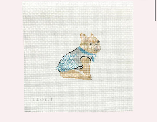 18 canvas: sailor frenchie | preppy dog needlepoint