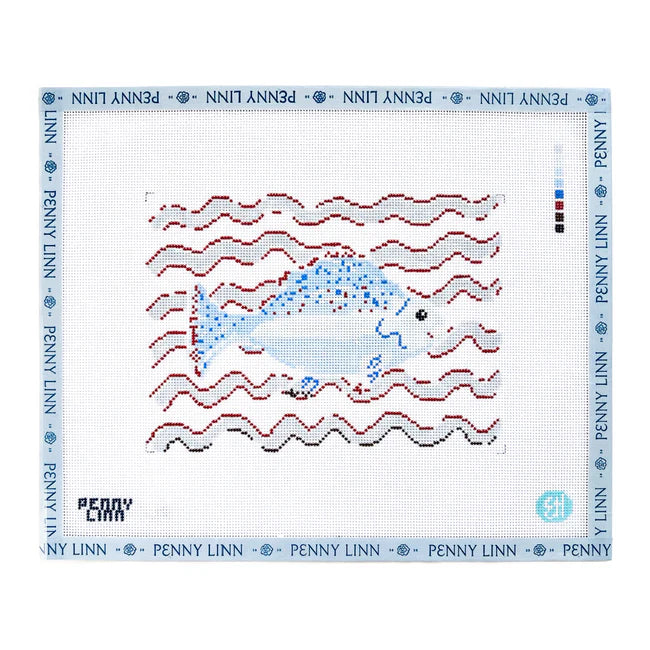 Blue Fish red waves Canvas