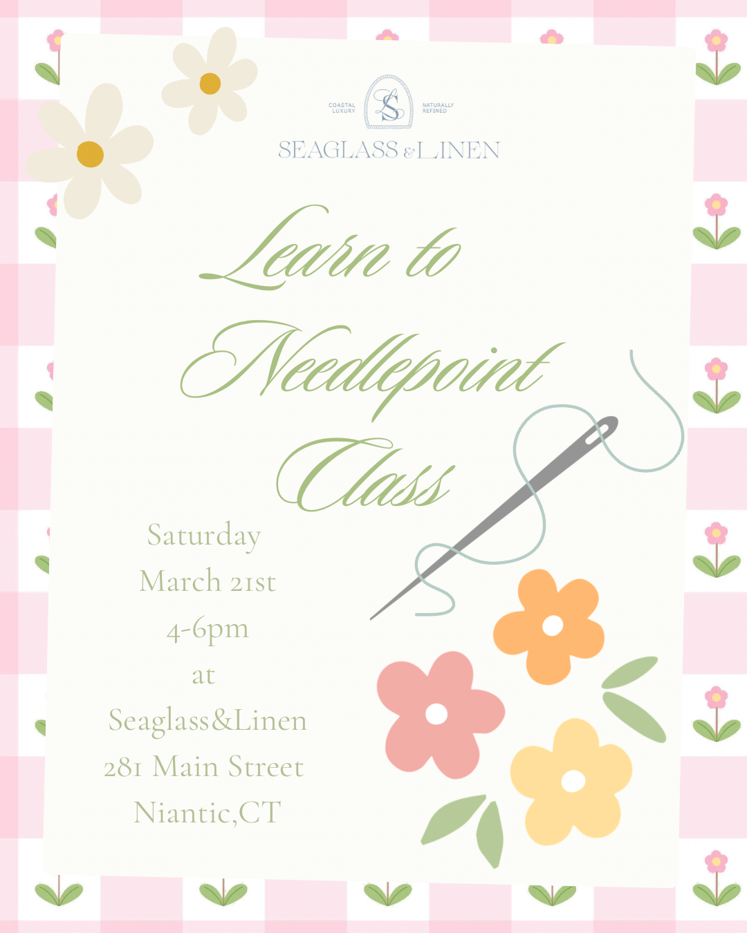 Learn to Needlepoint workshop March 2026