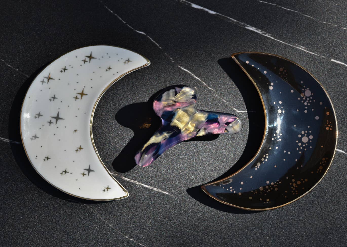 French Claw in Cosmos | Black Purple Gold Blue Iridescent Acetate Claw