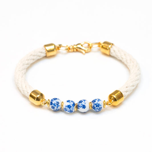 Claremont - Ivory/Gold - Nautical Rope Bracelet: S