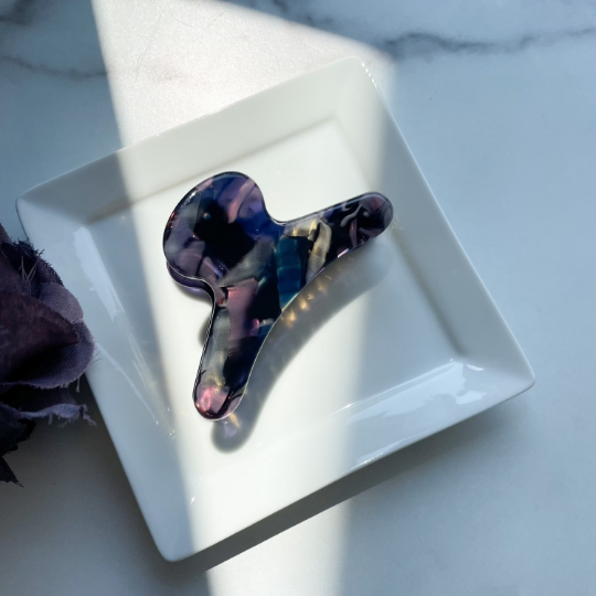French Claw in Cosmos | Black Purple Gold Blue Iridescent Acetate Claw